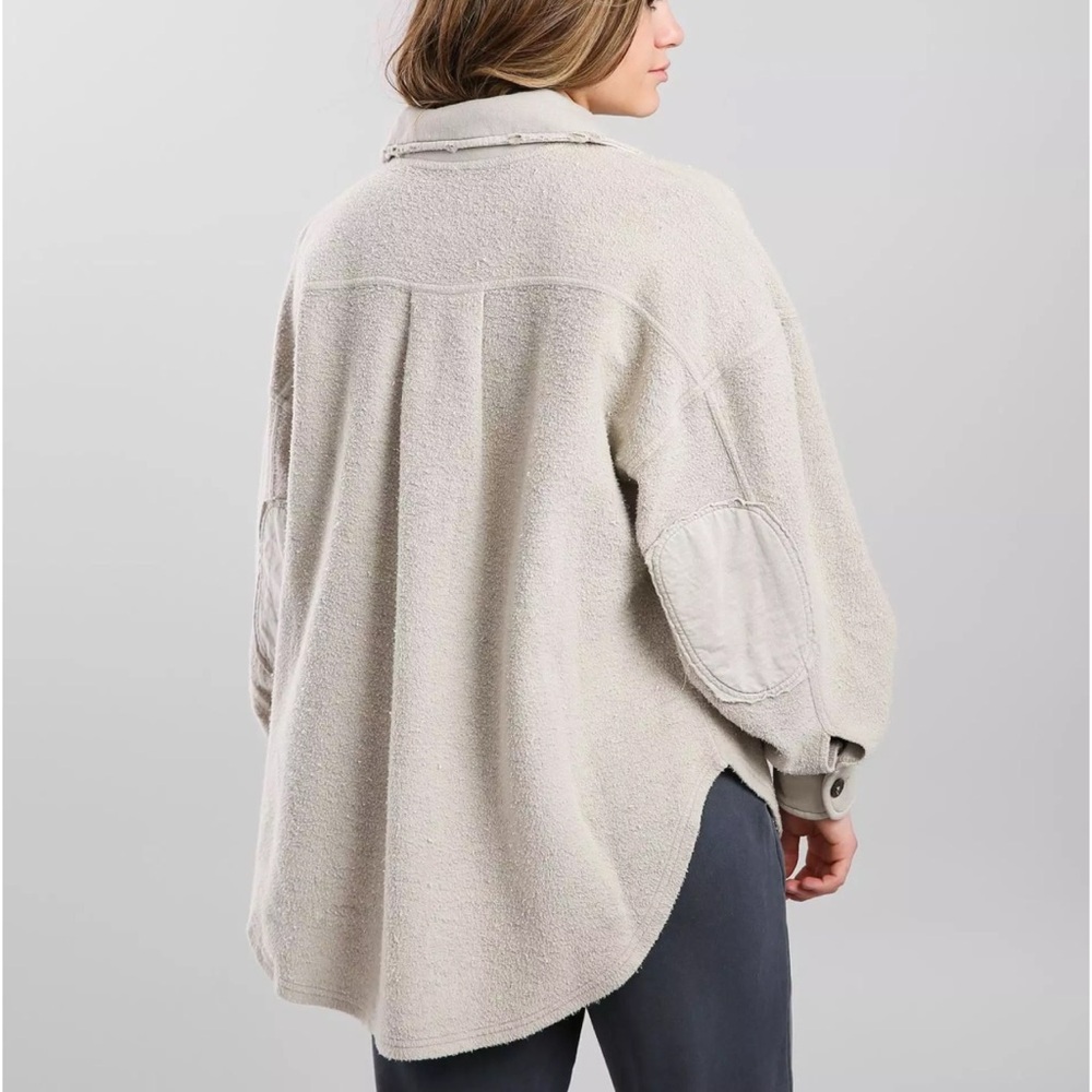 NEW Free People Ruby Jacket in Stone Large Brushed Knit Distressed Pockets Cozy - Picture 10 of 16